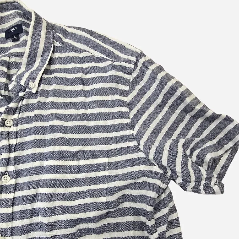 J.Crew Men's size L 100% linen stripe shirt